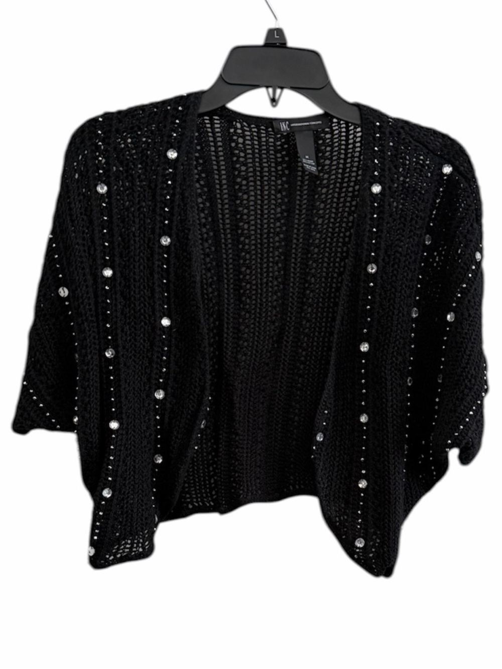 INC International Concepts Black Beaded Rhinestone Shrug